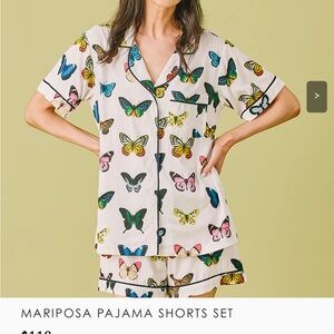 Butterfly Print Pajama Shorts Set ( KATIE KIME)